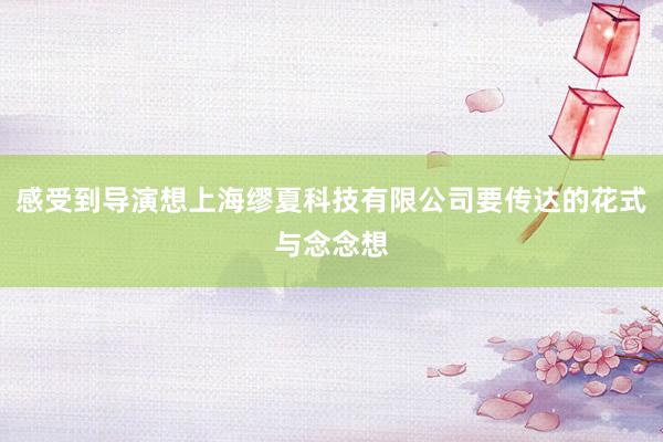 感受到导演想上海缪夏科技有限公司要传达的花式与念念想